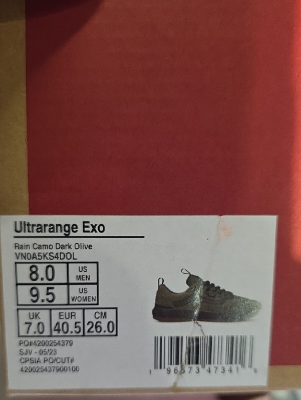 Vans Ultrarange EXO Rain Camo Dark Olive Men’s 8 Women’s 9.5 Trail - Picture 2 of 6